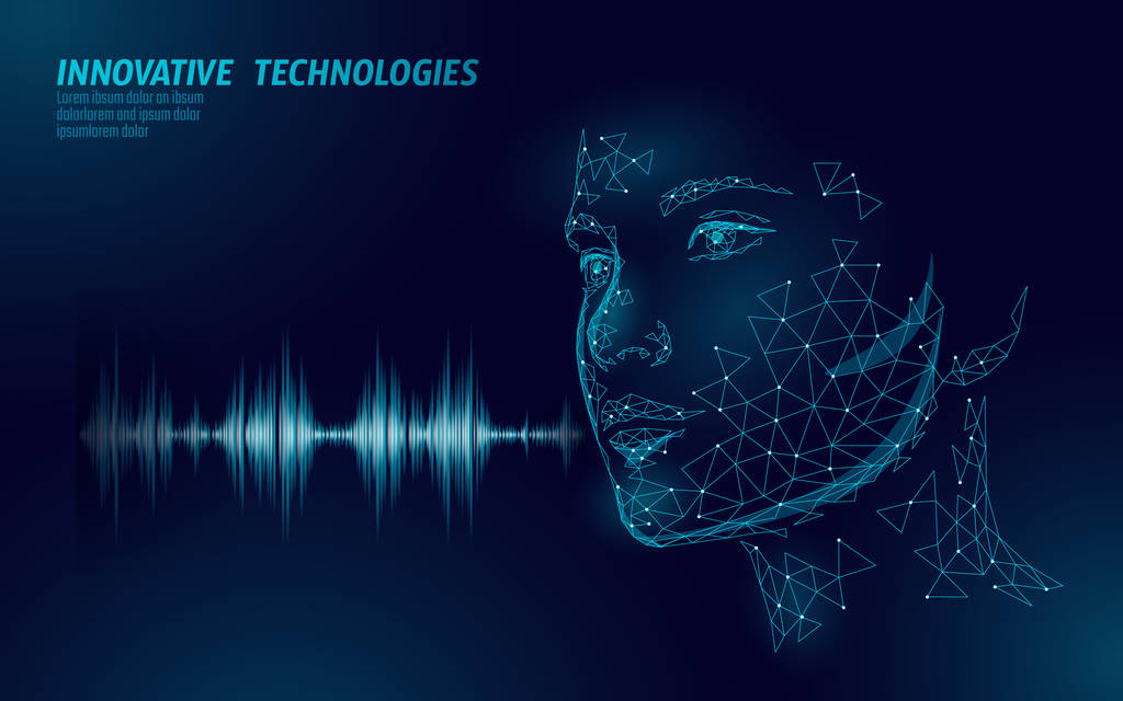 千庫網_虛擬助理語音識別服務技術的經營理念。ai 人工智能機器人幫助工作支持。聊天機器人美麗的女性臉低聚程序向量例證_背景編號6147334.jpg